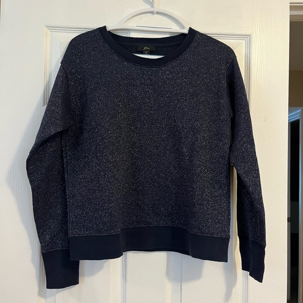 JCrew shimmery navy sweatshirt